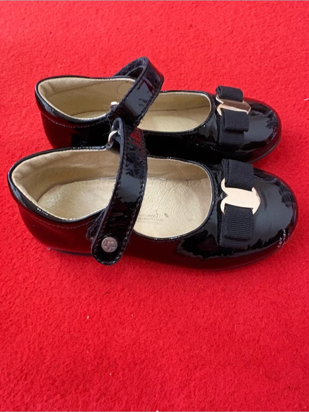 Naturino Black Patent Mary Jane Shoes with Gold Accent